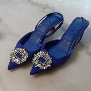 Zara Bejeweled kitten heels